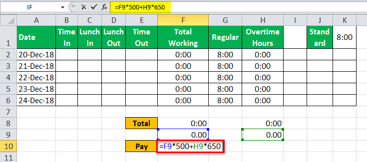 Time sheet Calculator Example 2 - Step 17