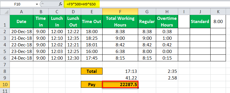 Time sheet Calculator Example 2 - Step 18