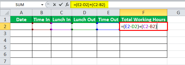 Time sheet Calculator Example - Step 1