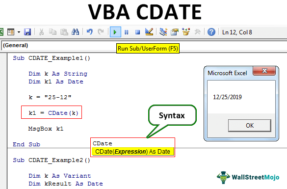 VBA CDATE | How to Use CDATE in Excel VBA? (with Examples)