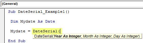 VBA DateSerial Example 1-2