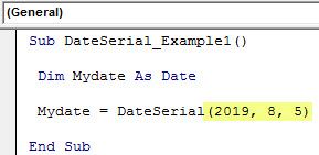 VBA DateSerial Example 1-3