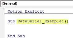 VBA DateSerial Example 1