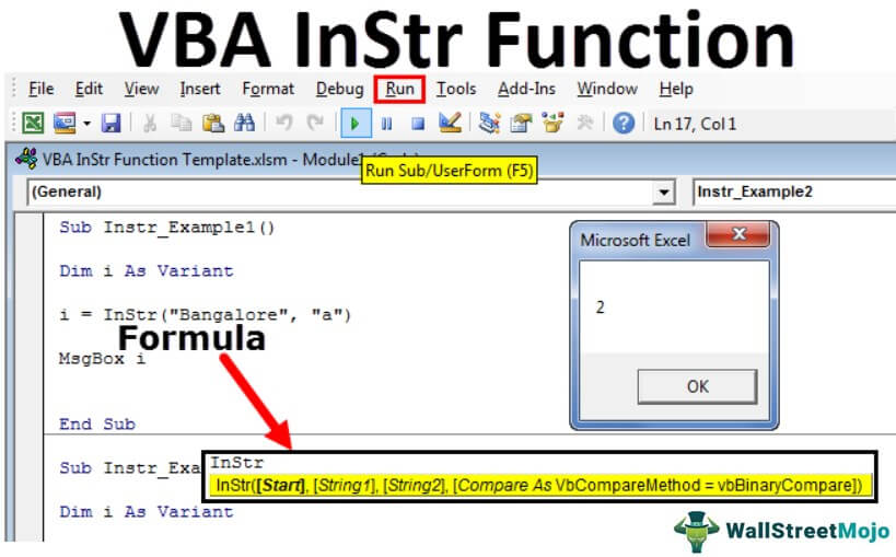 VBA InStr - How to use Excel VBA InStr Function? (Examples)