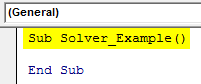 VBA Solver Example 1-1