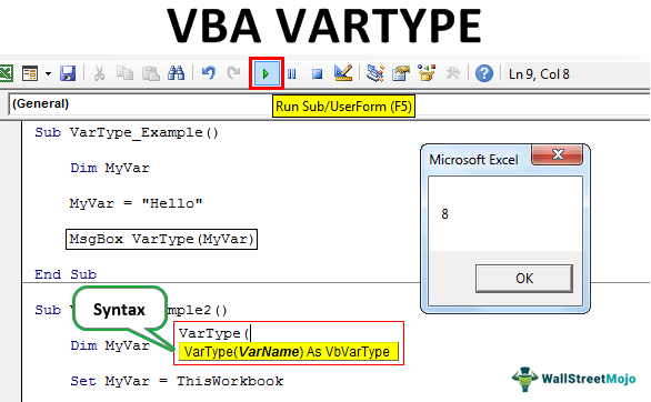 VBA VARTYPE Function