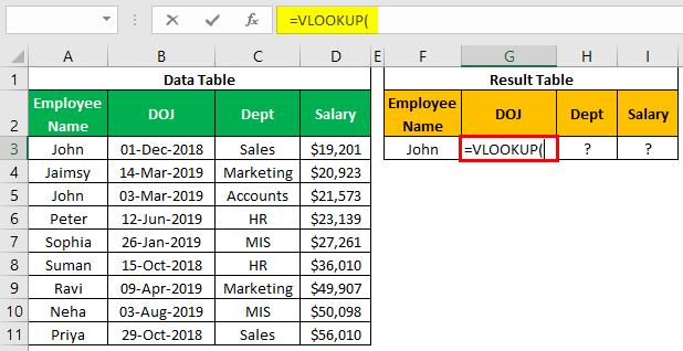 VLOOKUP on Different Sheets Example-1.1