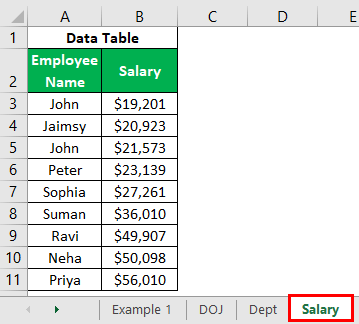 VLOOKUP on Different Sheets Example - Salary