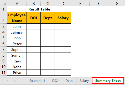 VLOOKUP on Different Sheets Example - Summary