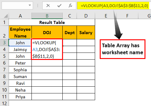 VLOOKUP on Different Sheets Example - Summary (Range)