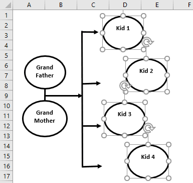 family tree in Excel template method 2-4