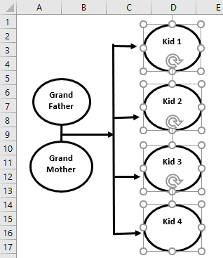 family tree in Excel template method 2-7