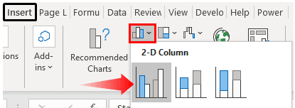 select the data and insert Column Chart