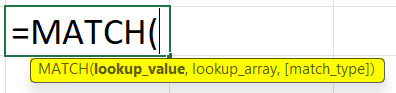 syntax of MATCH function
