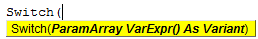 vba switch syntax