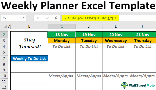 weekly planner Excel template